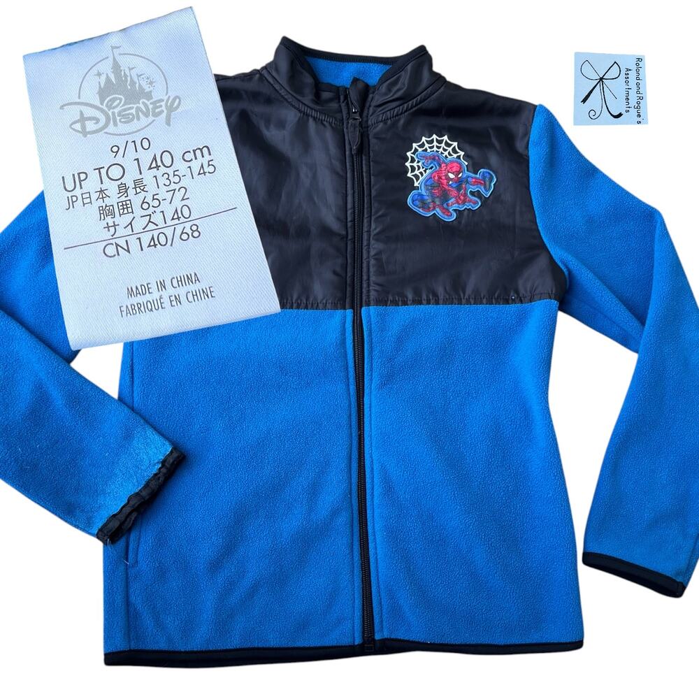 Disney Marvel Spider-man Full-Zip Fleece Jacket Kids Sz 9/10